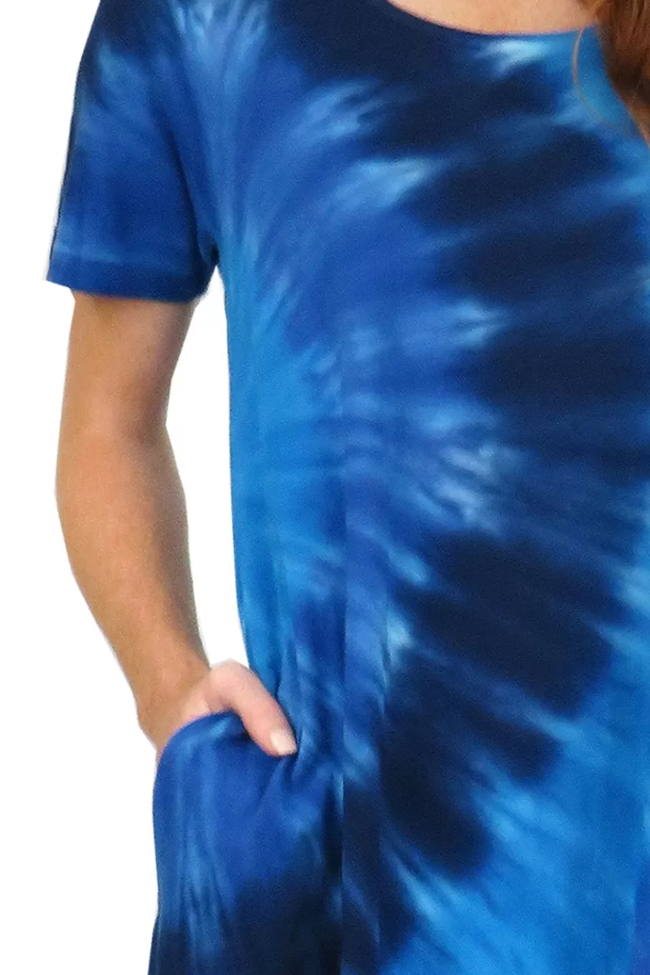 La Cera™ Vestido Vaquero Con Efecto Tie-Dye Y Manga Corta De Punto De Algodon L^ Vestidos De Punto