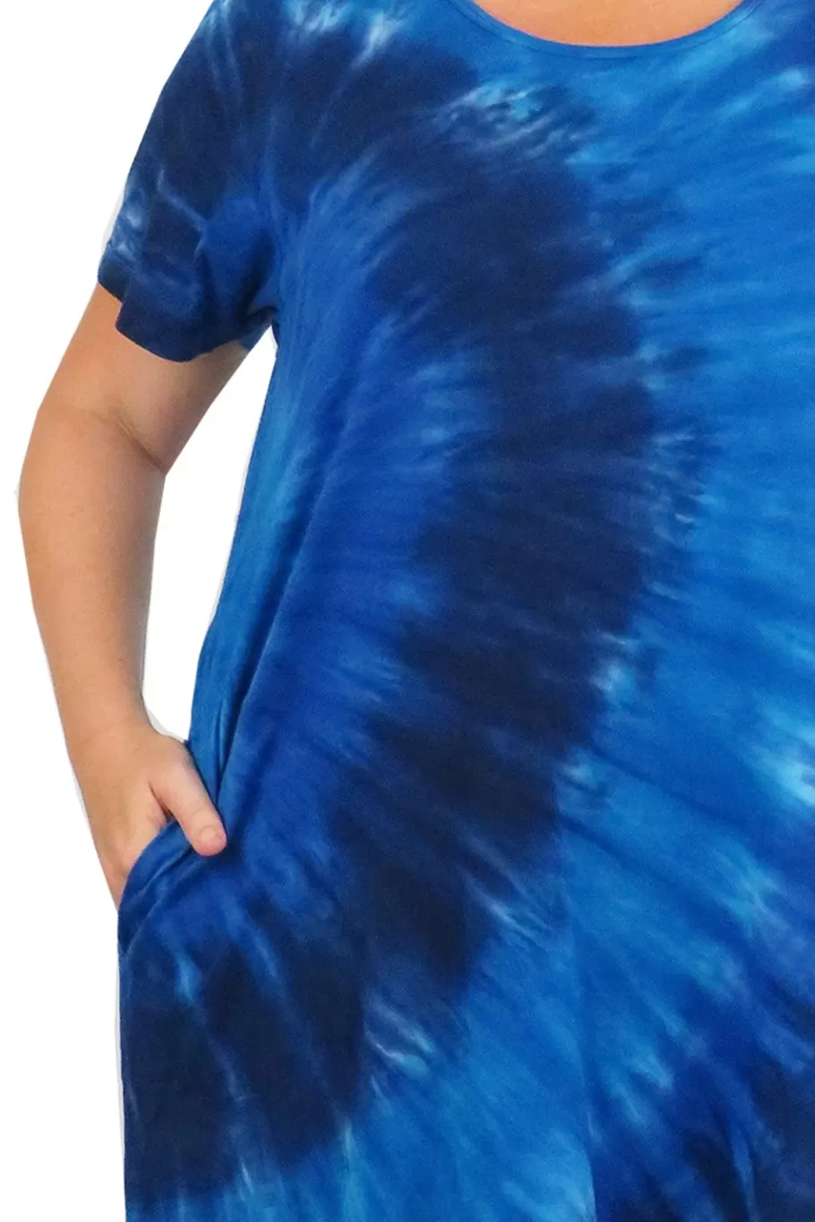 La Cera™ Vestido Vaquero Con Efecto Tie-Dye Y Manga Corta De Punto De Algodon L^ Vestidos Plus