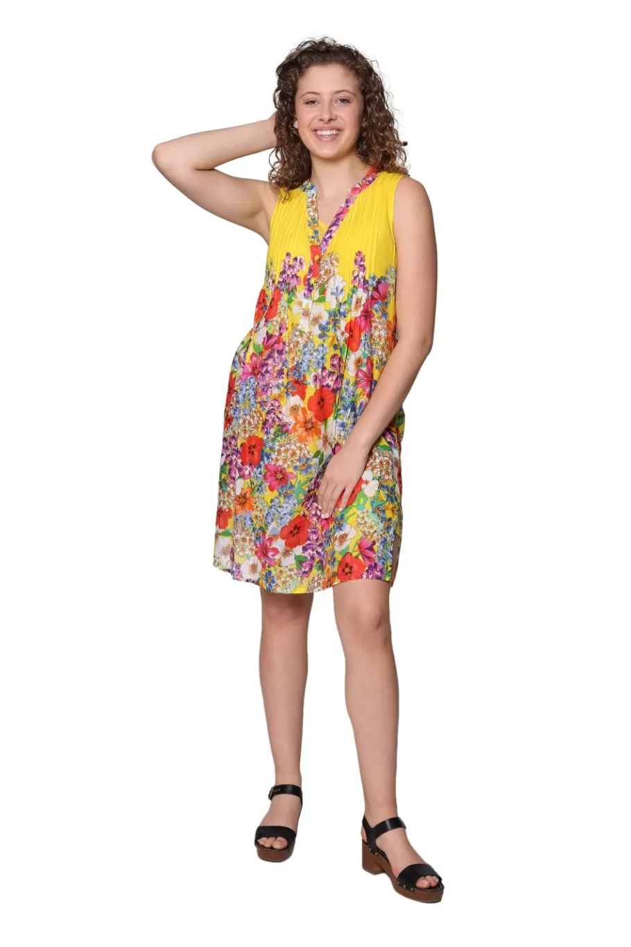 La Cera™ Vestido Veraniego Corto Floral Sin Mangas La Cera^ Vestidos Tejidos