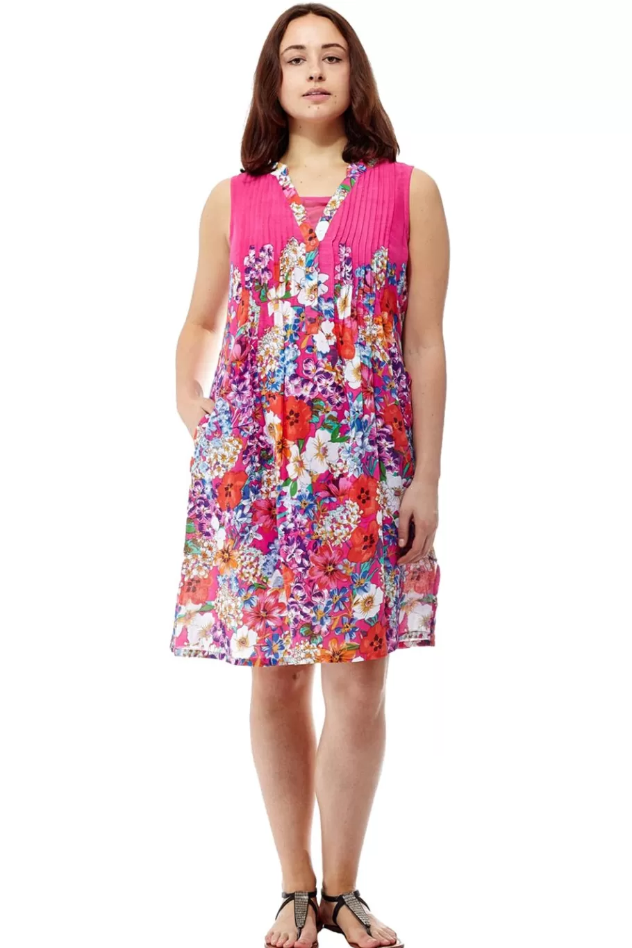 La Cera™ Vestido Veraniego Corto Floral Sin Mangas La Cera^ Vestidos Tejidos