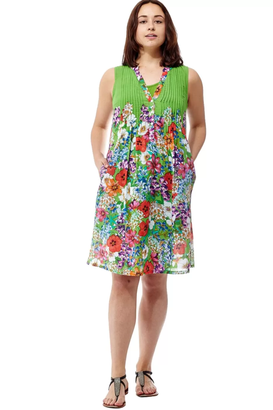 La Cera™ Vestido Veraniego Corto Floral Sin Mangas La Cera^ Vestidos Tejidos