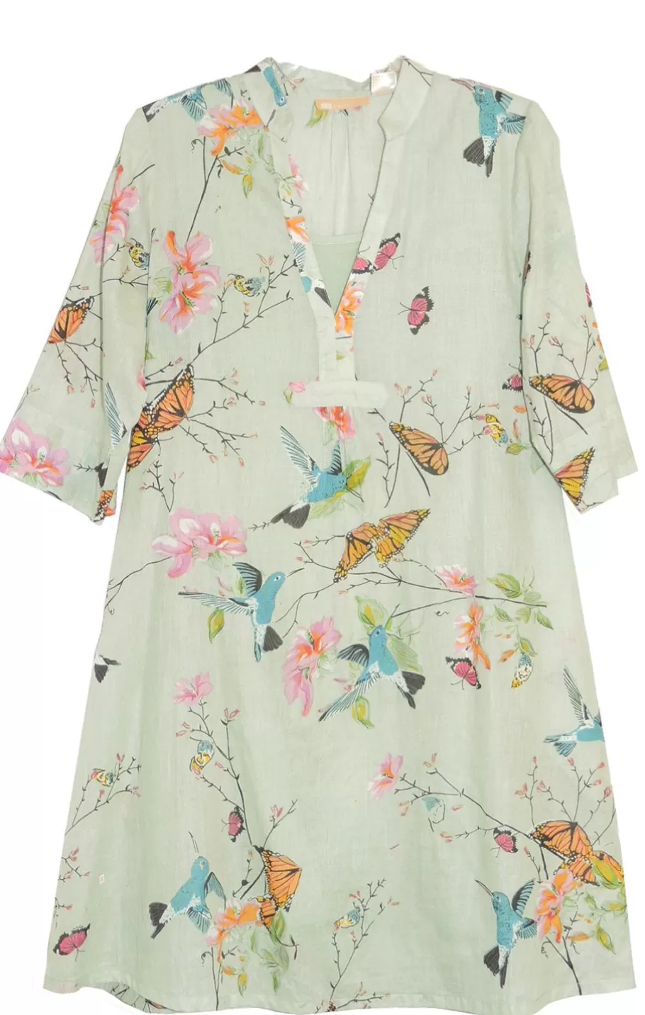 La Cera™ Vestido Veraniego De Talla Grande Con Colibri Floral^ Vestidos Plus